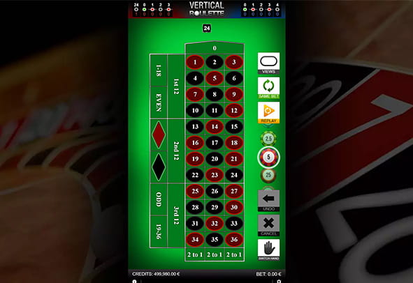 Table view of Vertical Roulette from Gaming1.