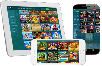 22Bet games selection, shown on various mobile and tablet devices.