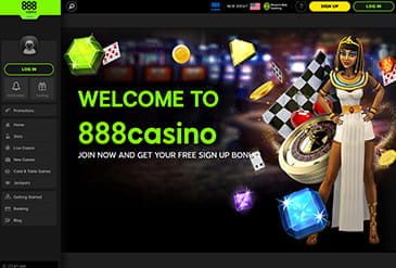 The 888casino homepage