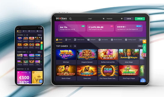 An image of mobile devices playing Bitstarz games.