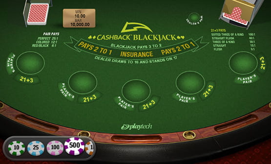 Cashback Blackjack by Playtech overview.