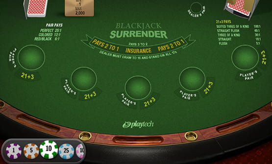 Blackjack Surrender by Playtech overview.