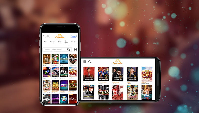 The Casimba casino games on smartphone and tablet devices.