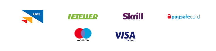 Sections with different payment methods including debit card, moneybookers/Skrill, Neteller and Paysafecard