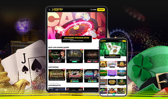 An image of mobile devices playing Energy Casino games.