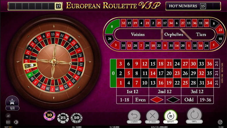 The European VIP Roulette demo game