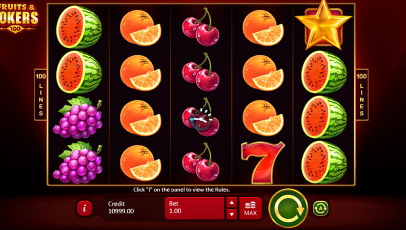 The Fruits & Jokers: 100 Lines demo game.