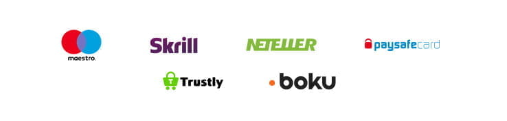 Payment Options of GoWin which include Maestro, Neteller, Skrill, boku, paysafecard, and Trustly.