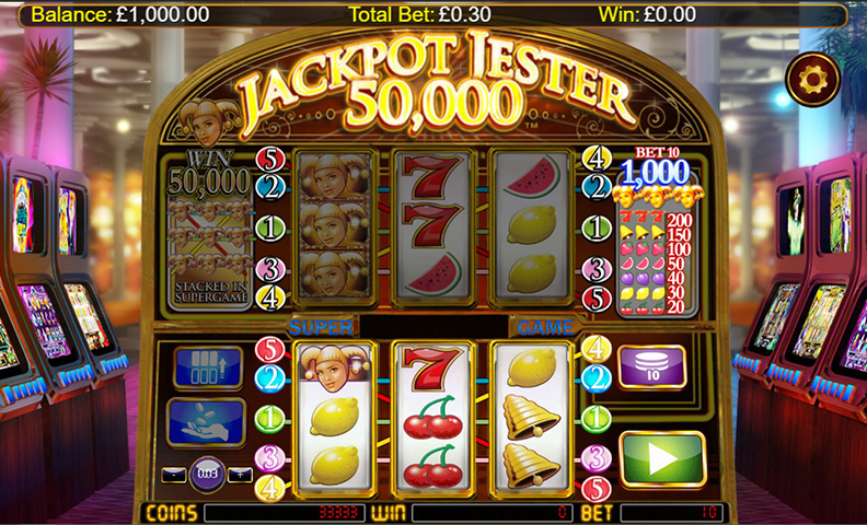 The Jackpot Jester 50,000 demo game.