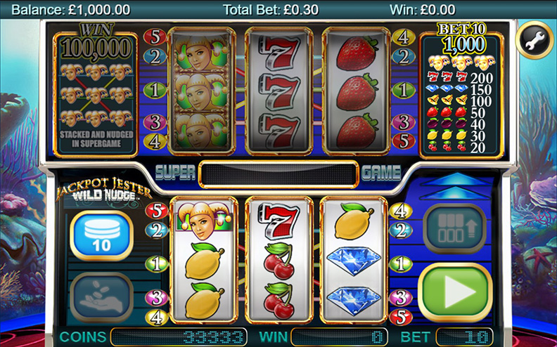 The Jackpot Jester Wild Nudge demo game.