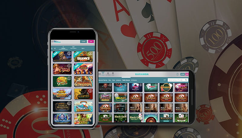 The Karamba casino games on smartphone and tablet devices.