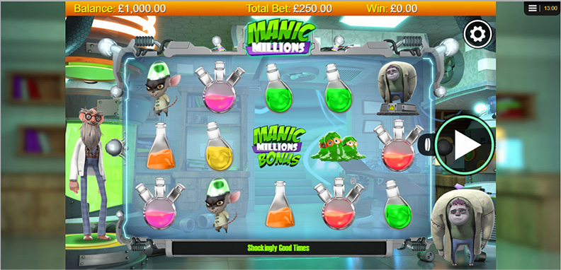 The Manic Millions demo game.