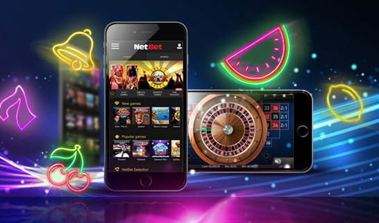 An image of mobile devices playing NetBet games.