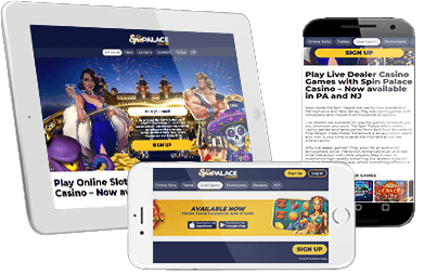 Online casino games being played on mobile devices, through a Pennsylvania online casino site. 