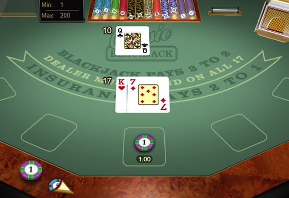 An in-game look at the Classic Blackjack demo game.
