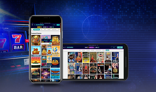 A smartphone and tablet showing mobile casino apps and device compatibility for Quebec online casinos