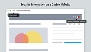 The important security logos and details to look out for in a Maltese casino website.