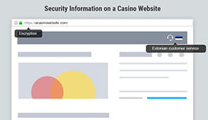 Security and payment information on a casino website.