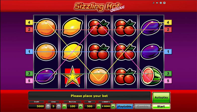 The Sizzling Hot Deluxe slot demo game.