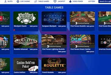 Preview game selection All-british-casino