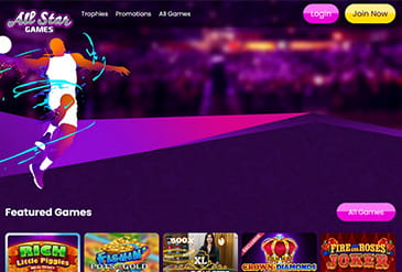 All Star Games Homepage with Welcome bonus