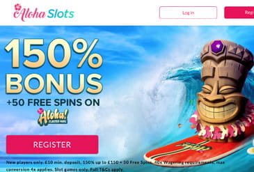 Aloha Slots Homepage with welcome bonus
