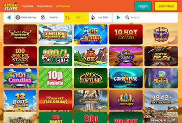 Games Selection at Amigo Slots