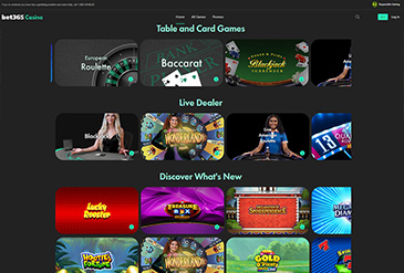Homepage of the bet365 gambling platform for NJ