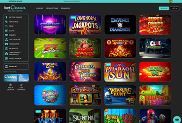 The betOcean Casino NJ game selection.