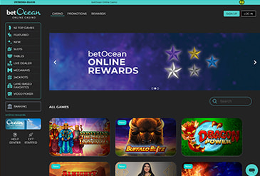 The betOcean Casino NJ homepage.