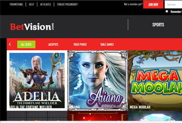 The Game selection of BetVision