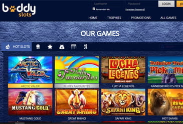 Thumbnail: The Game selection of Buddy Slots Casino
