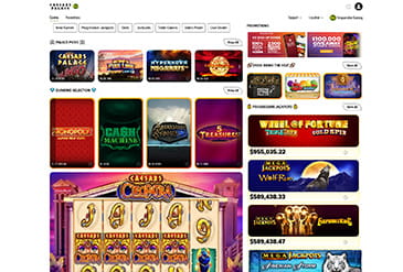 Homepage of Caesars NJ online casino