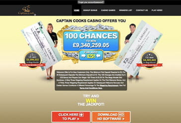 Thumbnail: The Homepage of Captain Cooks Casino UK