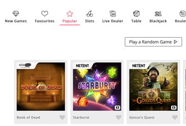 Games Selection at Casimba