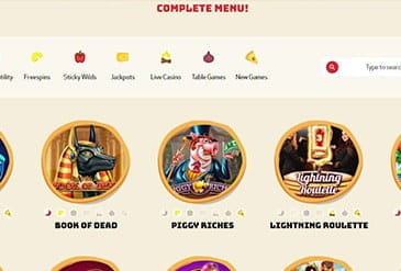 The Game selection of Casino Calzone