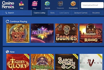The Game selection of Casino Heroes