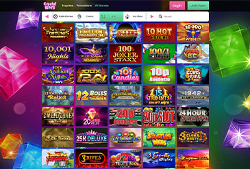 Games selection at Crystal Slots Casino