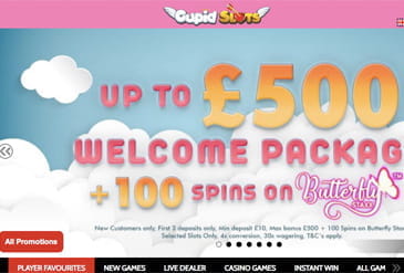 Cupid Slots Casino Homepage