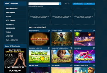Some of the games at Diamond7 Casino