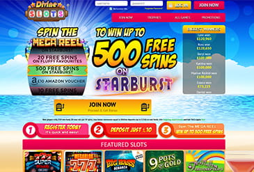 Divine Slots UK homepage