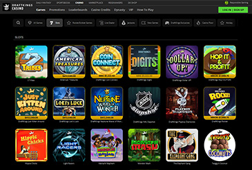 DraftKings Casino game selection in New Jersey.