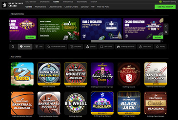 Homepage of the Draftkings NJ gambling platform.