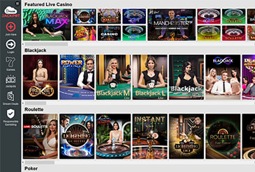 The Game selection at Dream Jackpot casinos