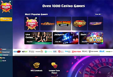 The Duelz Casino homepage