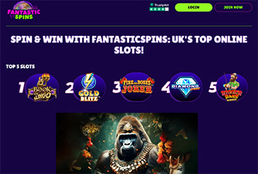 Homepage of Fantastic Spins Casino