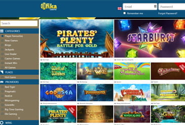 The Game selection of Fika Casino