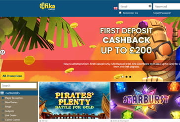 The Homepage of Fika Casino