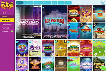 FruitKings Game Selection.