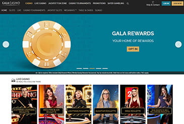 Thumbnail Gala Casino Homepage